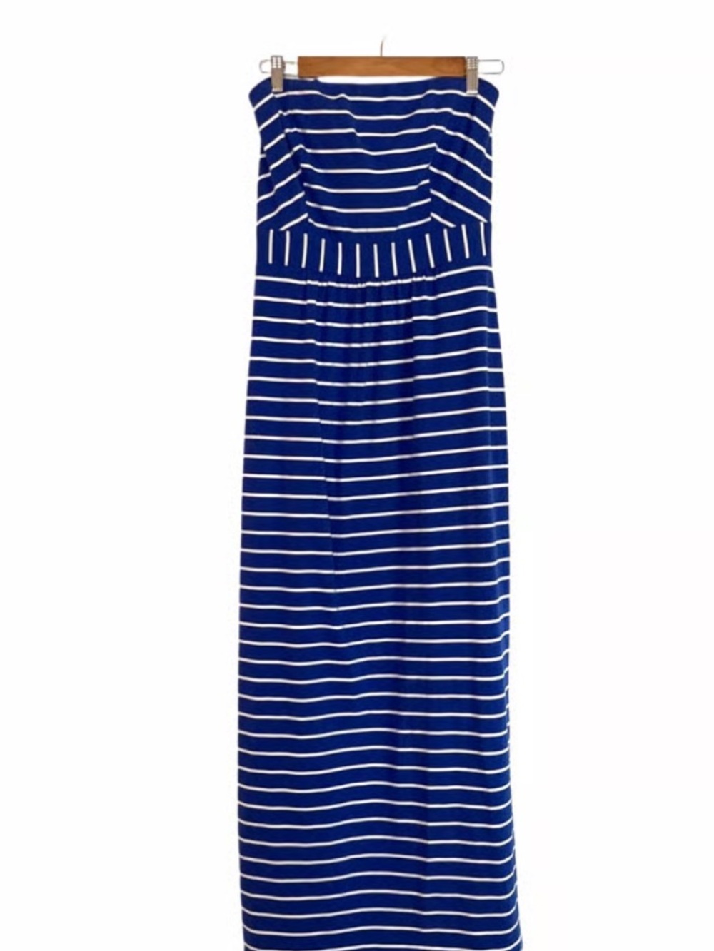 Vineyard Vines Royal Blue and White Striped Strapless Maxi Dress